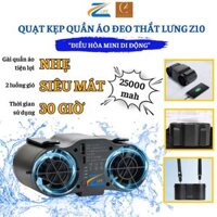 Quạt tích điện mini tích hợp sạc dự phòng 25000mAh dùng 30 giờ, Quạt điều hoà đeo cổ đeo thắt lưng