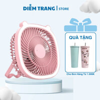 Quạt Tích Điện Mini Treo Tường, Quạt Để Bàn Tai Mèo Có 3 Chế Độ Kèm Sạc USB Đa Năng ( Hàng Đẹp )