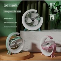 Quạt tích điện mini USB hình mặt trăng có đèn kiêm đèn ngủ, tích điện 4-6 tiếng