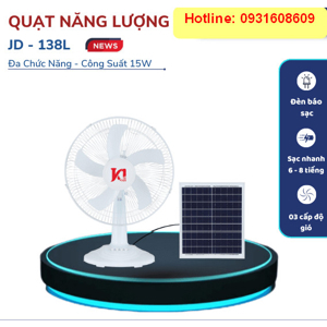 Quạt tích điện năng lượng mặt trời Jindian JD-138LL