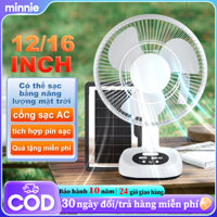 Quạt tích điện năng lượng mặt trời Quạt tích điện dùng trong 8-10h Quạt tích điện tích hợp đèn