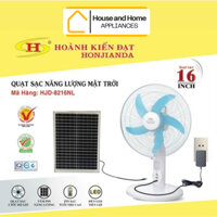 Quạt tích điện, năng lượng mặt trời HONJIANDA HJD-8216NL - Sạc Cực Nhanh,  5 Cánh Rộng 16 Inch - Pin Lithium Siêu Bền