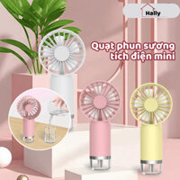 Quạt Tích Điện Phun Sương Mini, Quạt Phun Sương Cầm Tay Để Bàn Tiện Lợi Dung Tích 40ml QPS01 - HALLY