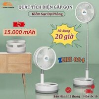 Quạt Tích Điện Pin Trâu Cỡ Lớn, Quạt Gió Điện Mini Gấp Gọn Thông Minh Sạc Pin Kéo Dài 1 mét