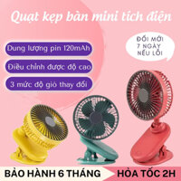 Quạt tích điện pin trâu gấp gọn kẹp bàn, quạt cầm tay để bàn 3 tốc độ gió, sạc USB, xoay 180 độ tiện lợi