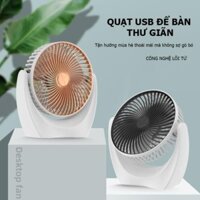 Quạt Tích Điện - Quạt Mini Để Bàn Lồng Quay 360 Có Cổng USB