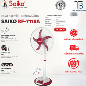 Quạt tích điện Saiko RF-7118A 45W