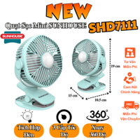 Quạt Tích Điện SUNHOUSE SHD7111, Tích Hợp Đèn Ngủ, Dùng Được 6-8 TIếng, Thiết Kế Nhỏ Gọn Kẹp Bàn, Bảo Hành 12 Tháng