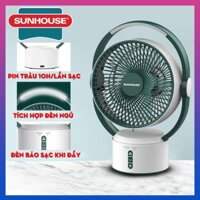 Quạt tích điện SUNHOUSE SHD7116 tích hợp đèn ngủ 2 trong 1, pin trâu 10 tiếng, di chuyển linh hoạt – Chính hãng