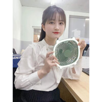 Quạt tích điện treo tường desktop fan quạt tích điện mini để bàn có đèn chiếu sáng,sạc cổng USB,nhựa cao cấp.