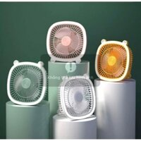 Quạt Tích Điện Treo Tường Desktop Fan Quạt Tích Điện Mini Để Bàn Có Đèn Chiếu Sáng, Sạc Cổng USB, Nhựa Cao Cấp