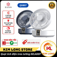 Quạt tích điện treo tường DELADEP QDB07, điều khiển từ xa, tích hợp đèn ngủ, 3 cấp gió xoay 120 độ, có thể gấp gọn