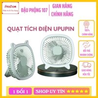 Quạt Tích Điện Upupin |MẪU MỚI| - Quạt Tích Điện Treo Tường Mini, Quạt Mini Để Bàn Xoay 180 Độ, 3 Tốc Độ Gió, Cổng USB