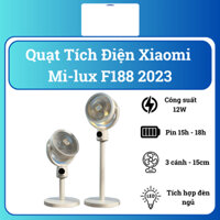 Quạt Tích Điện Xiaomi Mi-lux F188 Đối Lưu Không Khí Thế Hệ Mới, Pin 8000mAh, 4 Cấp Độ Gió, Tích Hợp Đèn Ngủ