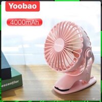 Quạt tích điện Yoobao 6400MAH, kẹp sạc mini cầm tay 4 cấp độ gió,kỳ