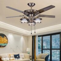 Quạt Trần 3 chao đèn, 5 Cánh sắt sơn tĩnh điện & cánh Gỗ sải 1320mm, có đèn Nhập khẩu Thái Lan