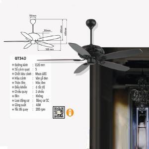 Quạt trần 355 Decor QT34D