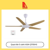 Quạt trần 5 cánh ASIA QT05HS, điều khiển bằng hộp số, động cơ AC, 5 cấp độ gió, thiết kế hiện đại. Đèn Nguyễn Đô