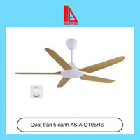 Quạt trần 5 cánh ASIA QT05HS, điều khiển bằng hộp số, động cơ AC, 5 cấp độ gió, thiết kế hiện đại. Đèn Nguyễn Đô