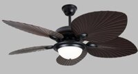 Quạt trần 5 cánh lá cọ đen (quạt ba tiêu) có 3 đèn led đường kính 1,3 mét QVIFA-49VF73