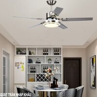 Quạt Trần 5 Cánh sắt & Gỗ, Thân quạt sơn tĩnh điện sải 1320mm, có đèn, Nhập khẩu Thái Lan