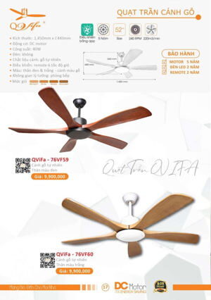 Quạt trần 5 cánh Vifa 76VF59