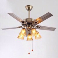 Quạt Trần 5 chao cánh sắt và gỗ kèm bóng