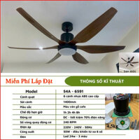 Quạt trần 6 cánh 6591 sải cánh 1400mm động cơ DC tiết kiệm điện,có điều khiển từ xa 6 cấp độ gió