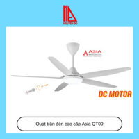 Quạt trần ASIA 5 cánh có đèn LED QT09, điều khiển từ xa, động cơ DC, 3 chế độ ánh sáng, 5 cấp độ gió, 4 chế độ hẹn giờ.