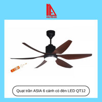 Quạt trần ASIA 6 cánh có đèn LED QT12, điều khiển từ xa, động cơ DC, 3 chế độ ánh sáng, 6 cấp độ gió, 5 chế độ hẹn giờ.