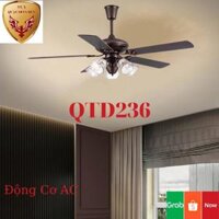 Quạt Trần Cánh Gỗ 5 Bóng QTD236, Quạt Trân Có Đèn tô điểm Phòng Khách, nguyên nhân AC - 105w