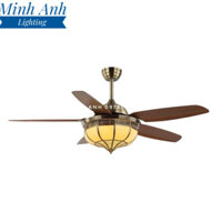 Quạt Trần Có Đèn Cánh Gỗ VF88 Gắn Trần Phòng Khách Phòng Ăn Phòng Sinh Hoạt Phòng Ngủ Tặng Kèm Remost Minh Anh