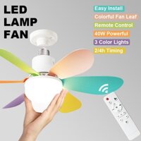 quạt trần có đèn, cánh quạt nhiều màu sắc 40W 3 màu + 3 tốc độ quạt,Đèn quạt trần e27 có điều khiển từ xa