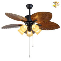 Quạt trần có đèn hình cánh lá T-DECOR,Quạt trần có điều khiển từ xa trang trí phòng khách,sảnh biệt thự nhà hàng TDCL
