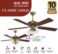 Quạt trần cổ điển lắp khu nghỉ dưỡng – Quạt trần CLASSIC GOLD 4L- BH Động cơ 10 năm