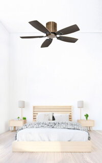 Quạt Trần DC Inverter 5 cánh gỗ không đèn Decor phòng ngủ QTT 8006A