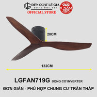 Quạt Trần Đèn 3 Cánh 5 Cánh LÊ GIA, Quạt Trần Chung Cư Cổ Ngắn 18cm Phù Hợp Trần Cao Từ 2m Đến 3m2 - Bảo Hành 5 Năm - LGFAN719G