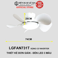 Quạt Trần Đèn 3 Cánh 5 Cánh LÊ GIA, Quạt Trần Chung Cư Cổ Ngắn 18cm Phù Hợp Trần Cao Từ 2m Đến 3m2 - Bảo Hành 5 Năm - LGFAN731T