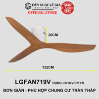 Quạt Trần Đèn 3 Cánh 5 Cánh LÊ GIA, Quạt Trần Chung Cư Cổ Ngắn 18cm Phù Hợp Trần Cao Từ 2m Đến 3m2 - Bảo Hành 5 Năm - LGFAN719V