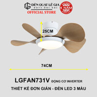 Quạt Trần Đèn 3 Cánh 5 Cánh LÊ GIA, Quạt Trần Chung Cư Cổ Ngắn 18cm Phù Hợp Trần Cao Từ 2m Đến 3m2 - Bảo Hành 5 Năm - LGFAN731V