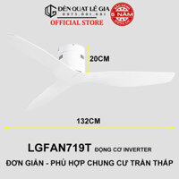 Quạt Trần Đèn 3 Cánh 5 Cánh LÊ GIA, Quạt Trần Chung Cư Cổ Ngắn 18cm Phù Hợp Trần Cao Từ 2m Đến 3m2 - Bảo Hành 5 Năm - LGFAN719T