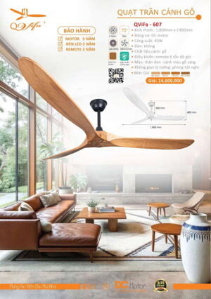 Quạt trần 3 cánh Vifa 607
