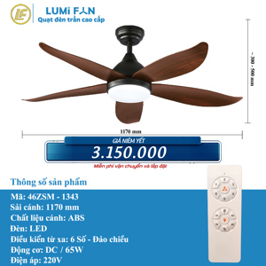Quạt trần đèn 5 cánh 46ZSM-1343