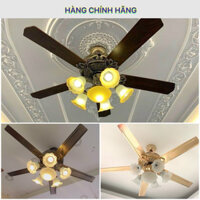 Quạt trần đèn 5 cánh 6 chao, thân đúc 596 - HÀNG VIP