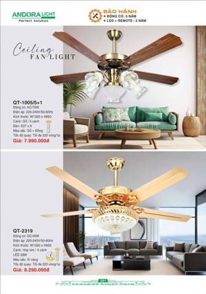 Quạt trần đèn 5 cánh Andora AN-QT-2319
