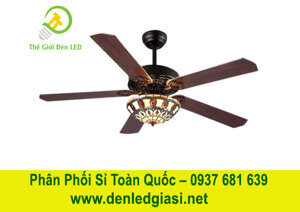 Quạt trần đèn 5 cánh Chao Tiffany QT5216