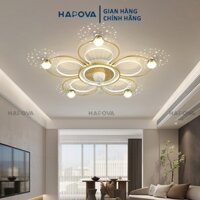 Quạt trần đèn 5 cánh hoa 3 chế độ sáng trang trí nhà cửa HAPOVA 8035