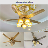 Quạt trần đèn 5 cánh Hợp kim, chao lồng, Động cơ DC đồng siêu êm, siêu mát - HÀNG VIP