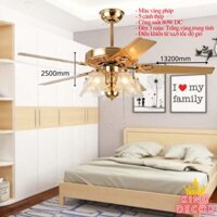 Quạt trần đèn 5 cánh sắt 52 inch 5 đèn 1.4m đẹp mịn màng