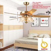 Quạt trần đèn 5 cánh sắt 52 inch 5 đèn 1.4m đẹp mịn màng